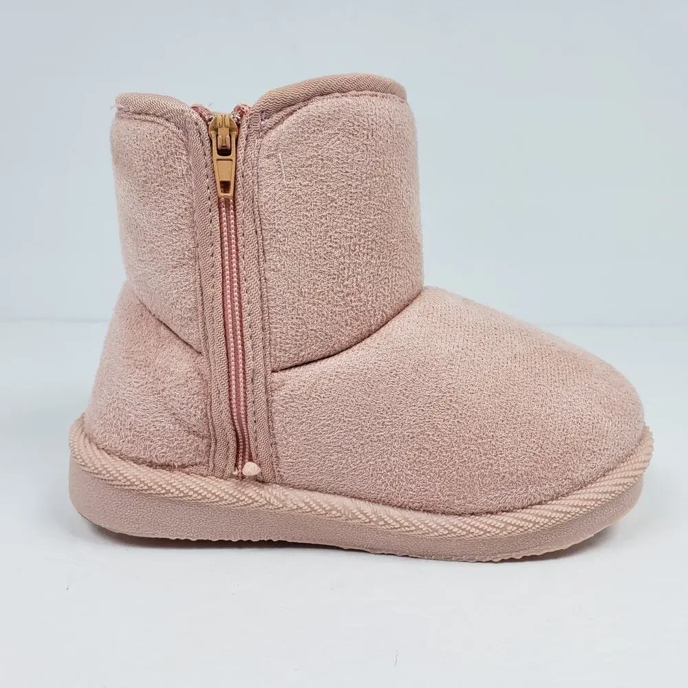 First Steps By Stepping Stones Toddler Girls Size 8 Pink Faux Fur Pull On Boots